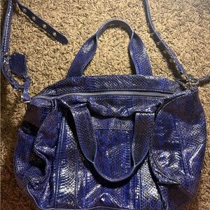 Rebecca Minkoff Shiny Blue Snakeskin Shoulder Bag